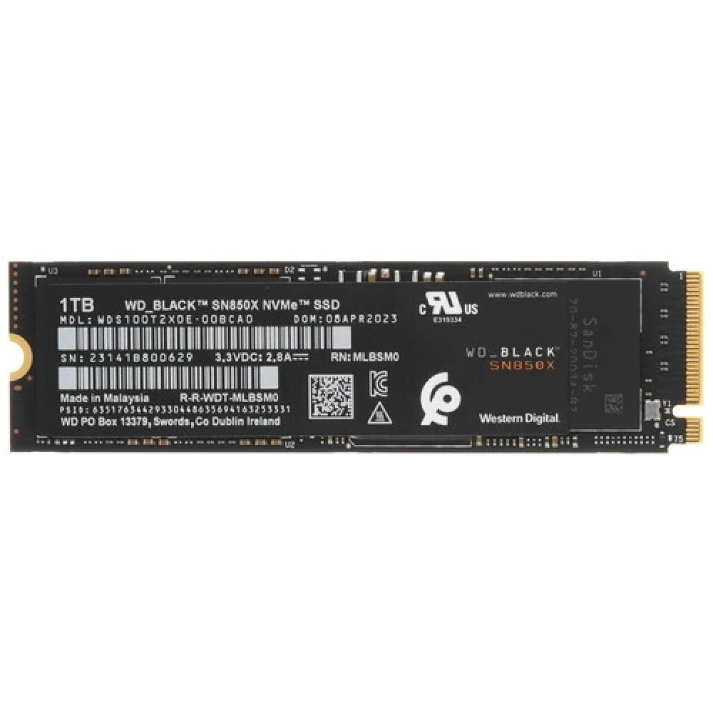 SSD POWERED BY SANDISK WD Black SN850X 1TB M.2 2280 PCIe Gen4 x4 NVMe, Read/Write: 7300/6300 MBps, IOPS 800K/1100K, TBW: 600