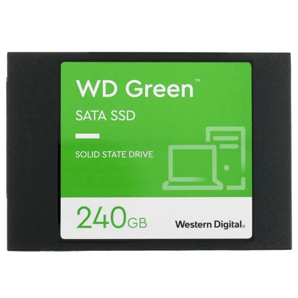 Твердотельные накопители/ WD SSD Green, 240GB, 2.5" 7mm, SATA3, 3D TLC, R/W 545/465MB/s, IOPs 37 000/68 000, TBW 80, DWPD 0.3 (12 мес.)