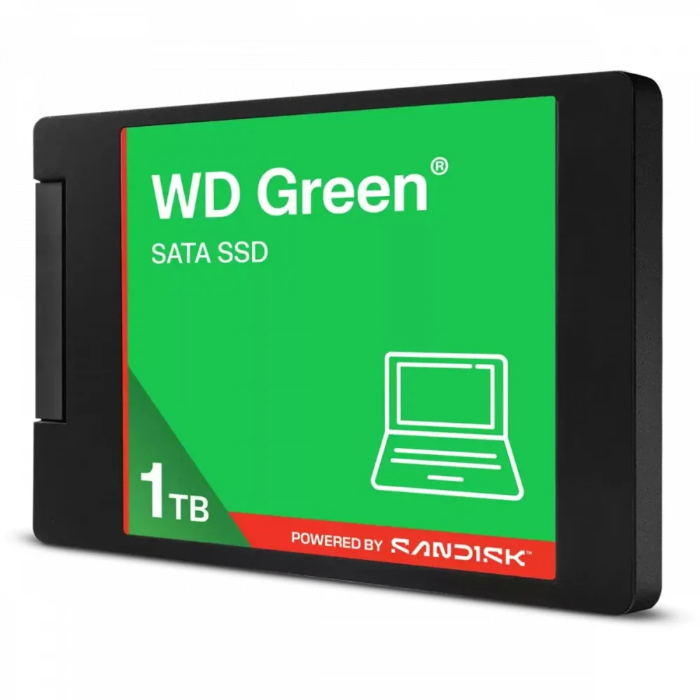 Твердотельный накопитель/ WD SSD Green, 1.0TB, 2.5" 7mm, SATA3, QLC, R/W 545/385MB/s, IOPs н.д./н.д., TBW н.д., DWPD н.д. (12 мес.)