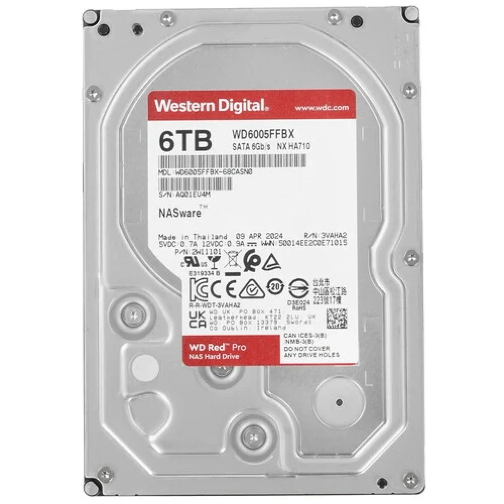 Жесткий диск Western Digital Red Pro NAS HDD 3.5" SATA 6Tb, 7200rpm, 256MB buffer, WD6005FFBX, 1 year