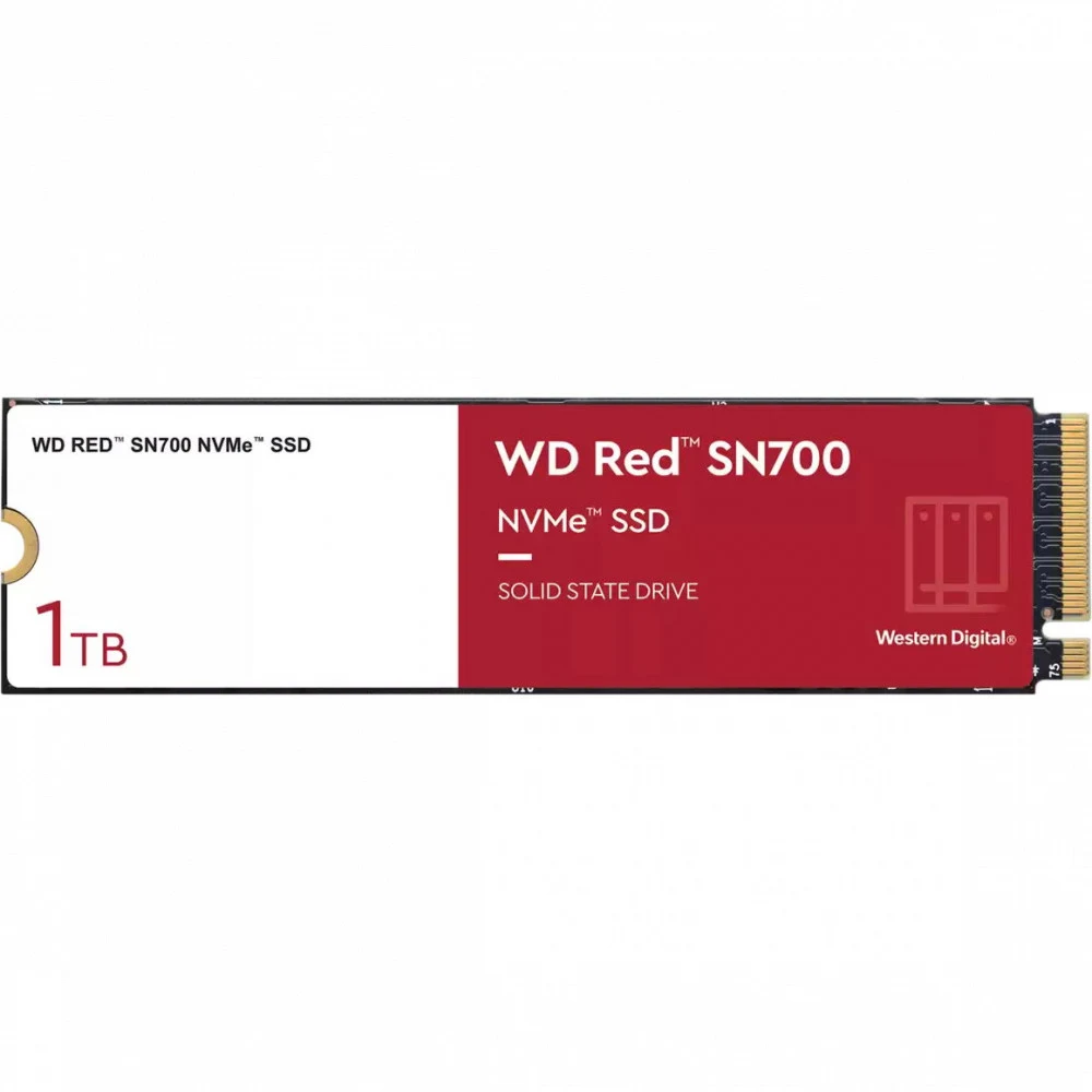 Твердотельные накопители/ WD SSD Red SN700 NVMe for NAS, 1000GB, M.2(22x80mm), NVMe, PCIe 3.0 x4, R/W 3430/3000MB/s, IOPs 515 000/560 000, TBW 2000, DWPD 1 (12 мес.)