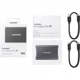 Samsung External SSD T7, 2000GB, Type-C, USB 3.2 Gen2, R/W 1050/1000MB/s, 85x57x8mm, Titan Gray (12 мес.)