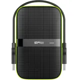 External HDD 2.5" 1.0Tb Silicon Power Armor A60 черно-зеленый (USB3.1, прорезиненный, противоударный MIL-STD-810G, водонепроницаемый IPX4, держатель кабеля)