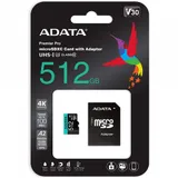 MemoryCard microSDXC 512GB, ADATA AUSDX512GUI3V30SA2-RA1, Class 10, + adapter SD