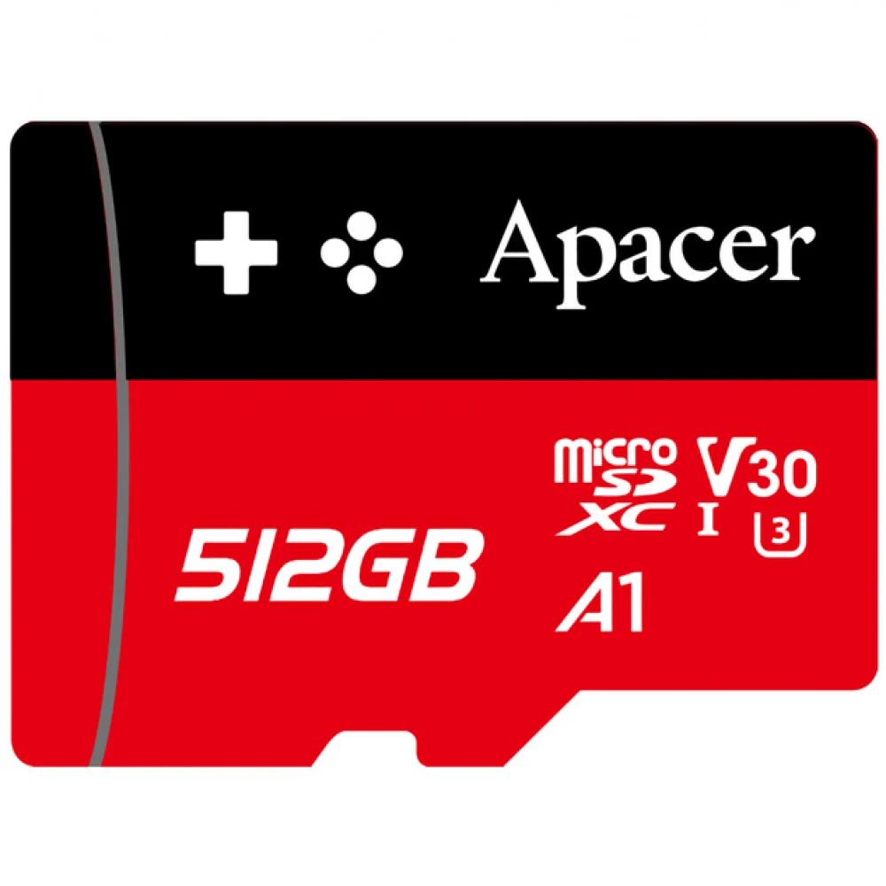 Карта памяти Micro SDXC 512GB Apacer, Class 10 UHS-I U3, A1, 100/80 Мбайт/с