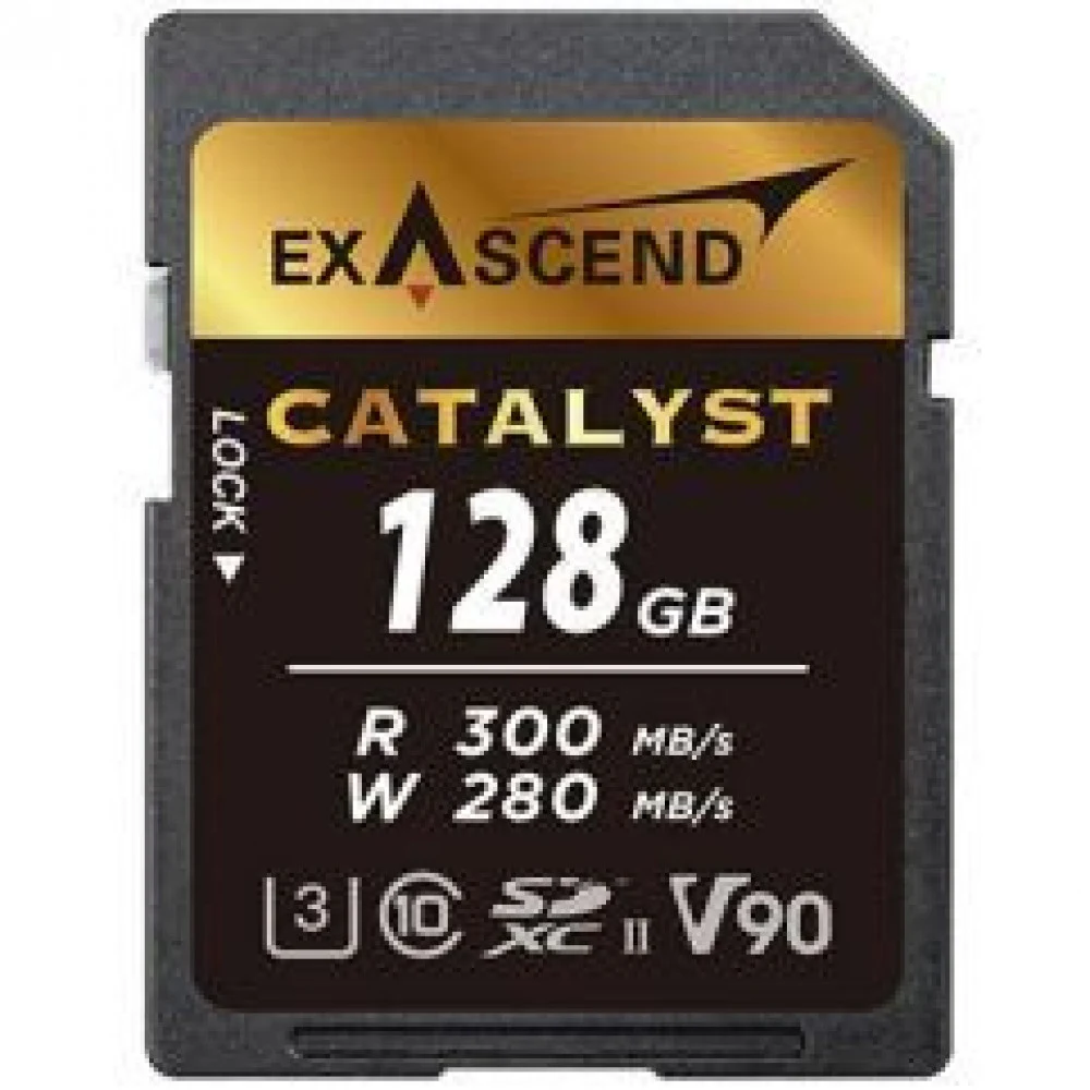 Карта памяти SD Exascend Catalyst, 128Gb, SDXC II, UHS-II (V90), R300/W280 EX128GSDU2