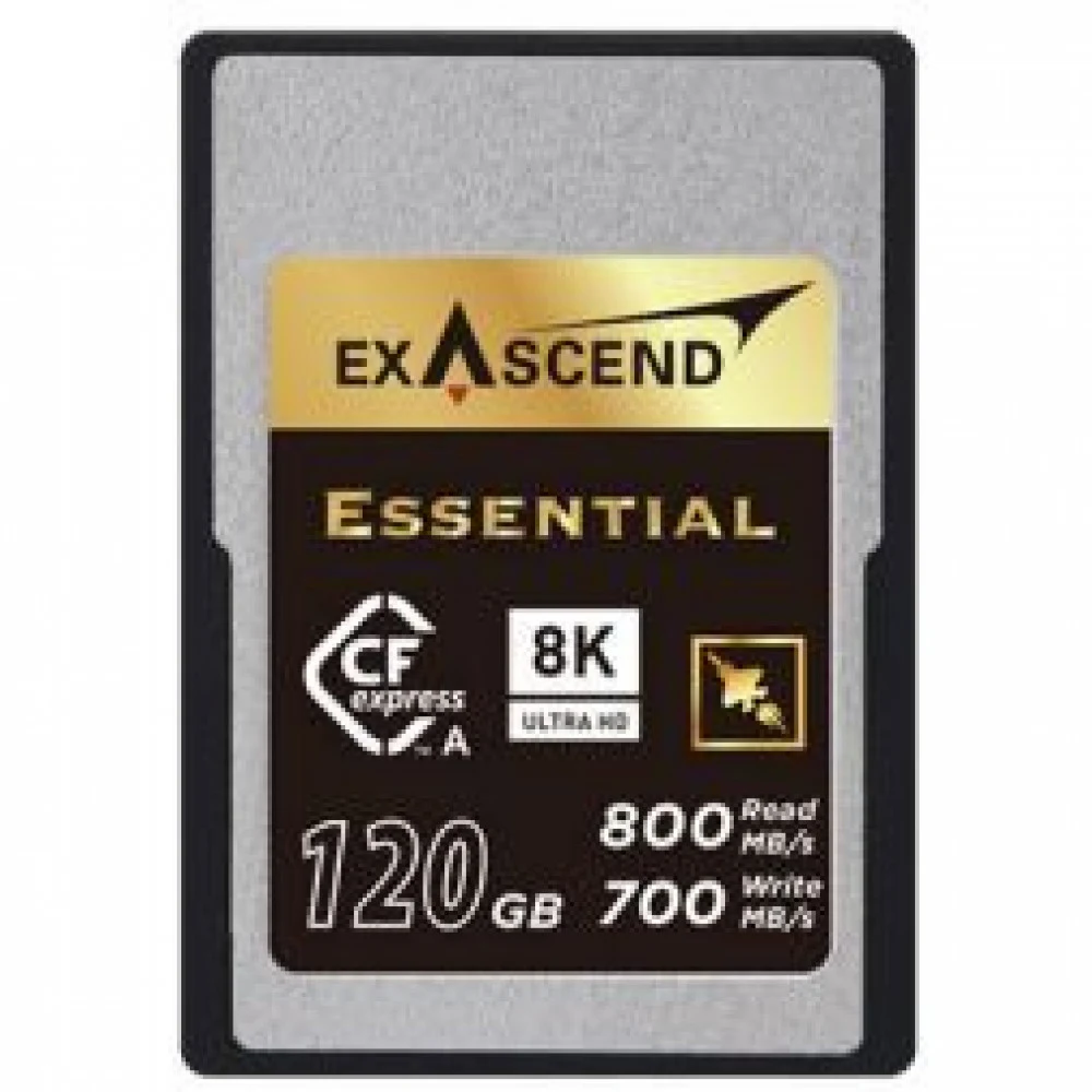 Карта памяти CFexpress Type A, 120Gb, Exascend Essential, VPG200 - 8K, PCIe3.0, R800/W700 EXPC3EA120GB