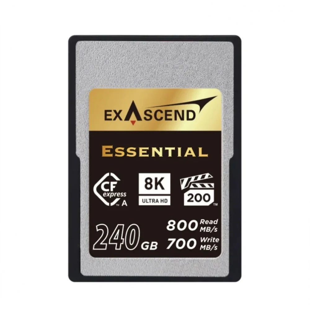 Карта памяти CFexpress Type A, 240Gb, Exascend Essential, VPG200 - 8K, PCIe3.0, R800/W700