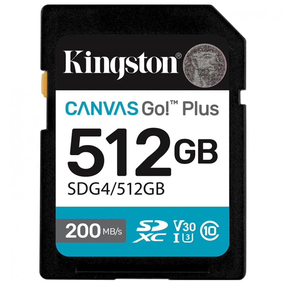 Карта памяти SD, Kingston Canvas Go! Plus, 512GB, SDG4/512GB, Class 10, UHS-I, R200/W160 SDG4/512GB