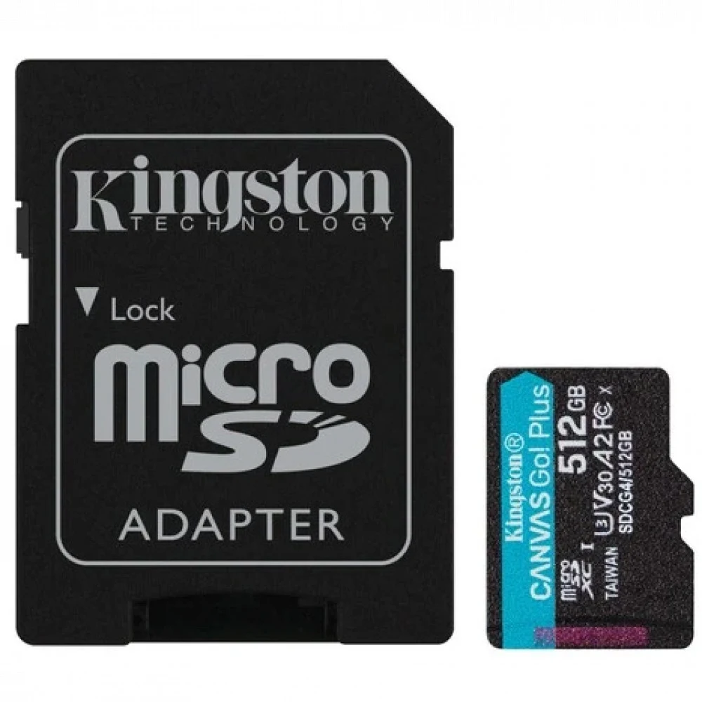 Карта памяти Kingston 512GB microSDXC Canvas Go Plus Gen4 200MB/s A2 U3 V30 Card + ADP/ Kingston 512GB microSDXC Canvas Go Plus Gen4 200MB/s A2 U3 V30 Card + ADP
