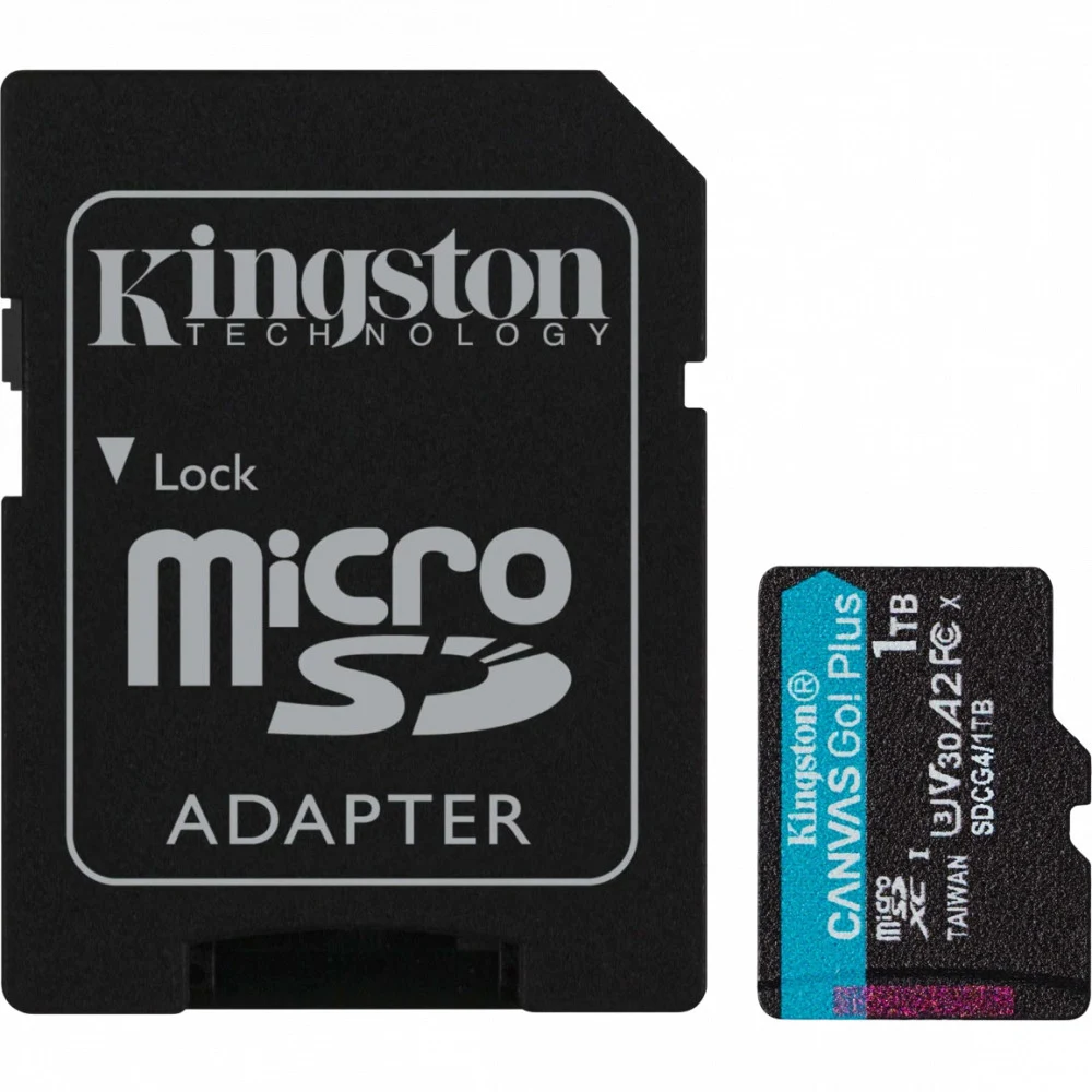 Карта памяти MicroSD, Kingston Canvas Go! Plus Gen4, 1TB, SDCG4/1TB, Class 10, UHS-I, R200/W160 + SD Adapter SDCG4/1TB