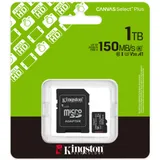 Карта памяти, Kingston, SDCS3/1TB, MicroSDXC 1TB, Canvas Select Plus, A1, U3, V30, c адаптером SD
