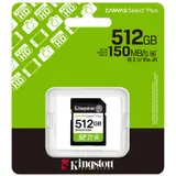 Карта памяти, Kingston, SDS3/512GB, SDXC 512GB, Canvas Select Plus, C10, UHS-I, U3, V30