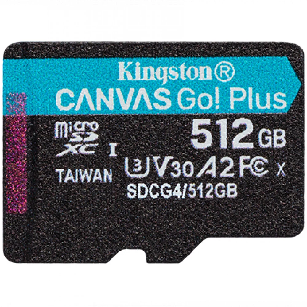Карта памяти, Kingston, SDCG4/512GBSP, MicroSDXC 512GB, Canvas Go Plus, A2, U3, V30, без адаптера SD