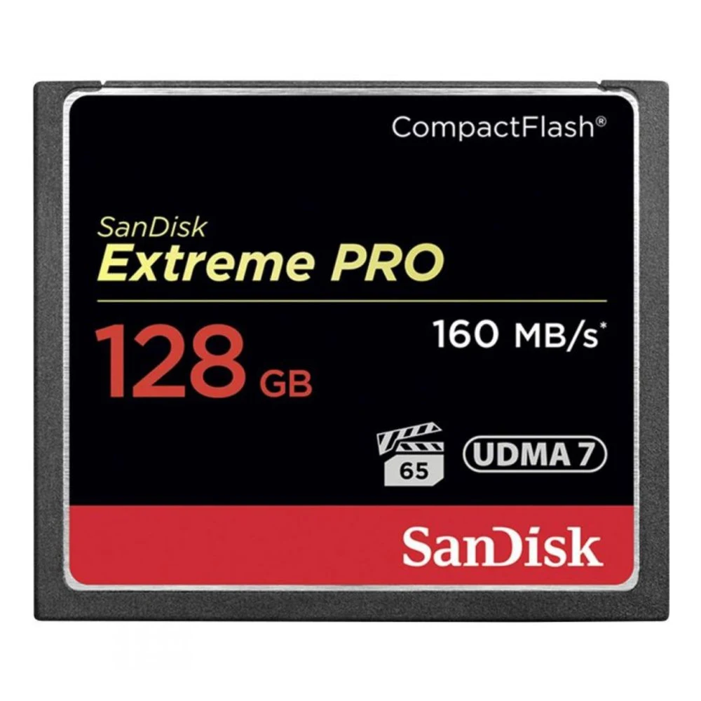Карта памяти SanDisk Extreme PRO CF 160MB/s 128 GB VPG 65, UDMA 7. Цвет: черно-красный
