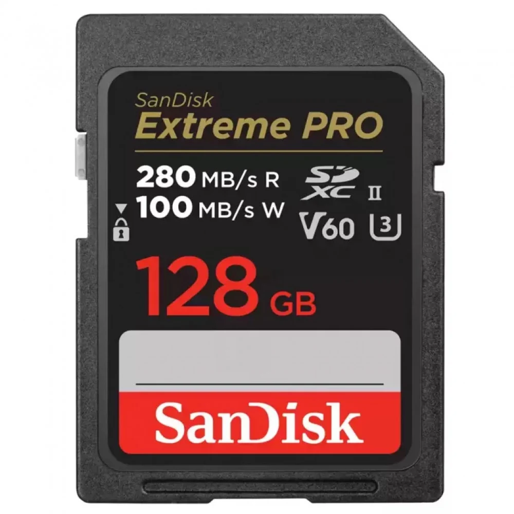 Флеш карта SD 128GB SanDisk SDXC Class 10 V60 UHS-II U3 V60 Extreme Pro 280/100MB/s