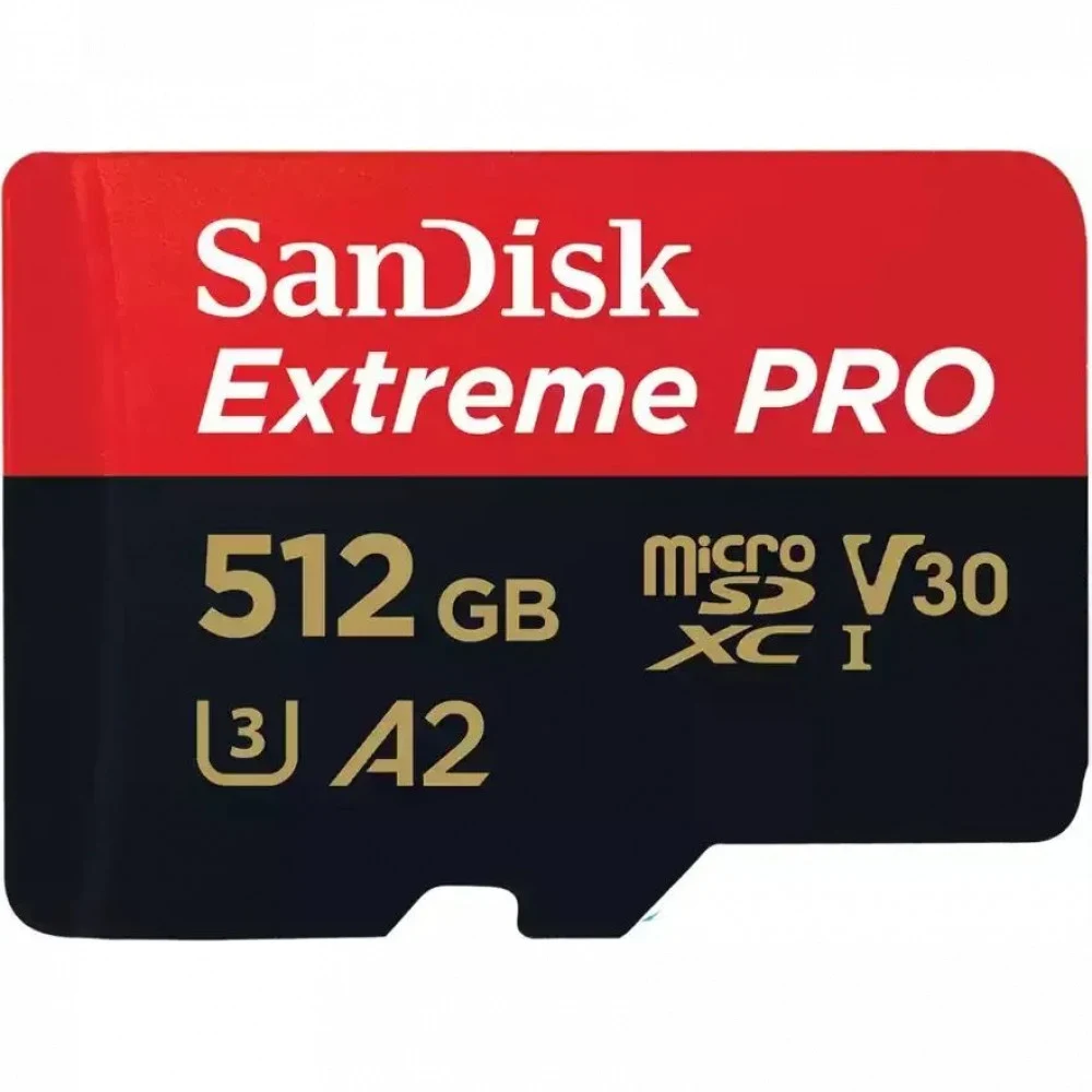SANDISK Extreme PRO microSDXC 512GB + SD Adapter + 2 years RescuePRO Deluxe up to 200MB/s & 140MB/s Read/Write speeds A2 C10 V30 UHS-I U3