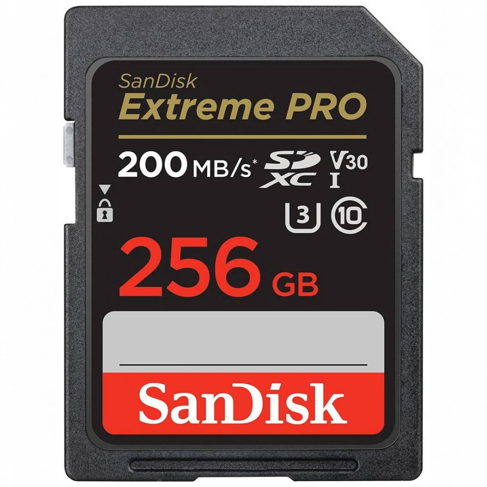 SANDISK Extreme PRO 256GB SDXC Memory Card + 2 years RescuePRO Deluxe up to 200MB/s & 140MB/s Read/Write speeds, UHS-I, Class 10, U3, V30