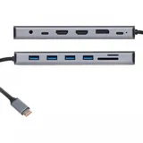 Адаптер TypeC -->(2HDMI+DP)4K*60Hz+3USB3.0+TC+USB2.0+RJ45+SD+TF+PD+audio+TCадаптер, VCOM <4706>