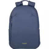 The Laser backpack for 15.6" laptops and 16" MacBooks, made from water-resistant resin-coated fabric obtained from recycled plastic, features a compact design and excellent pocket organization.