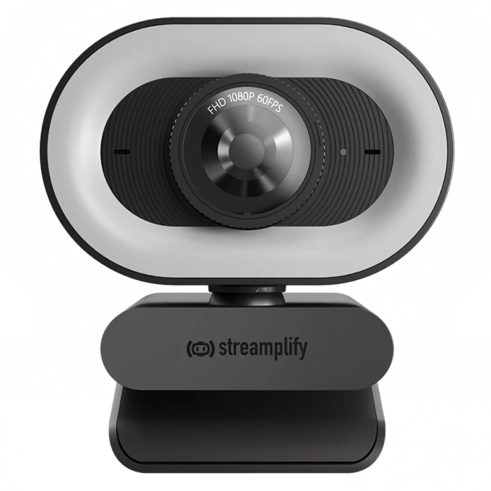 Веб-Камера, Streamplify, CAM PLUS-FHD-2M60-LIGHT-BK, 1920x1080, 2.0Mpx, 80 градусов, USB 2.0 Type A, Микрофон, Автофокус, Подсветка, Крепление: зажим, Длина кабеля: 200 см, Черный