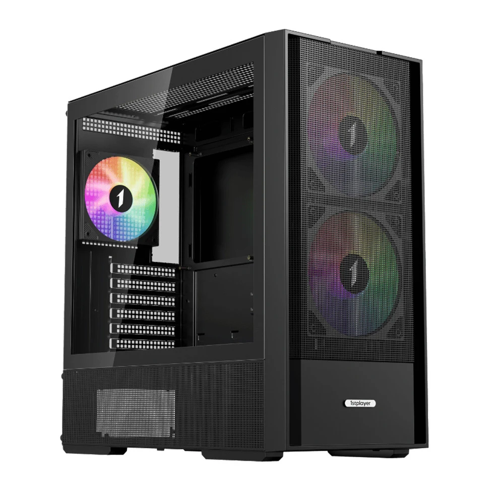 Компьютерный корпус, 1STPLAYER, AU7-BK, AU7-BK-2FA7-14-2FA7R-1FA7, ATX / M-ATX / ITX, 1*3.5"/2*2.5", Вентилятор 4*14см, Высота кулера до 170 мм, Длина VGA до 390 мм, 457x215x465 мм, Без Б/П, Черный