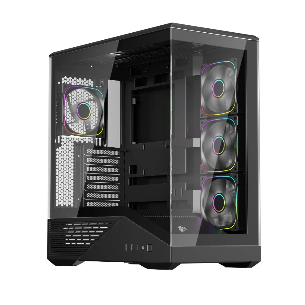 Компьютерный корпус, 1STPLAYER, FIREBASE GM7, GM7-BK-3FN7R-1FN7, ATX / Micro-ATX / Mini-ITX, 1*3.5"/1*2.5", Вентилятор 4*120, Высота кулера до 190 мм, Длина VGA до 400 мм, 483235446 мм, Без Б/П, Чер