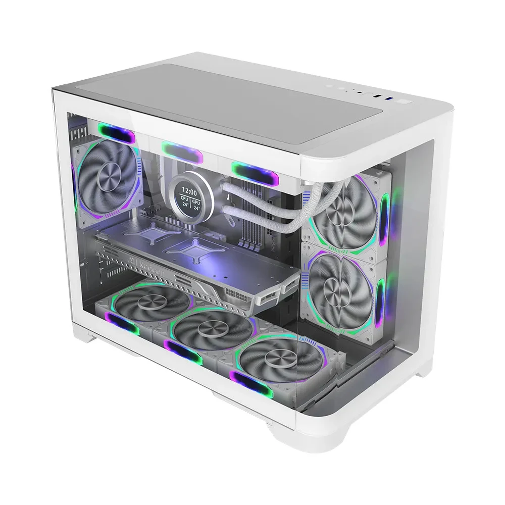 Компьютерный корпус, 1STPLAYER, UV6 WH, UV6-WH-2FC7R-W-1FC7-W, M-ATX / ITX, 2*3.5"/3*2.5", Кулер 3*12см, Высота кулера до 157 мм, Длина VGA до 400 мм, 280453377 мм, Без Б/П, Белый