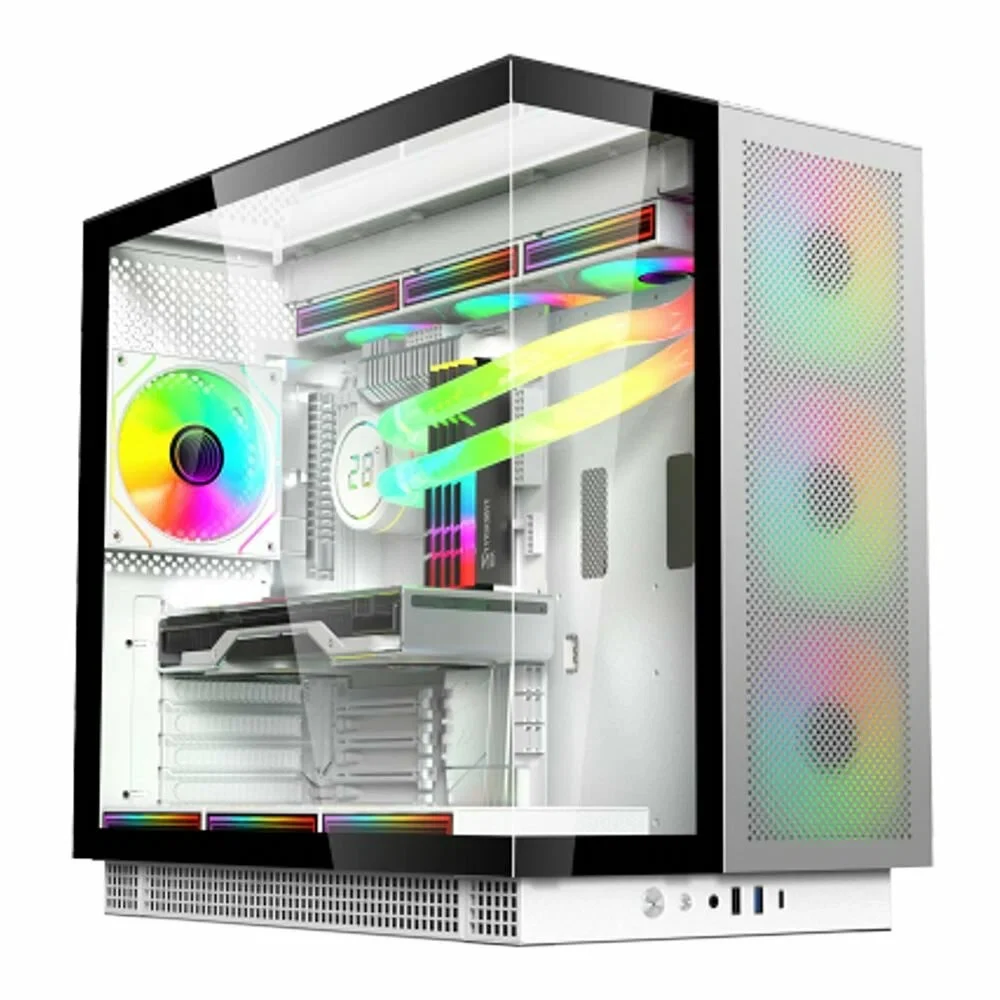 Корпус для ПК ACD Phantom 100 ATX, Type-C + 2XUSB3.0+HD audio combo, 4X120mm ARGB fans+Remote control, See View case, TG, Aluminum.