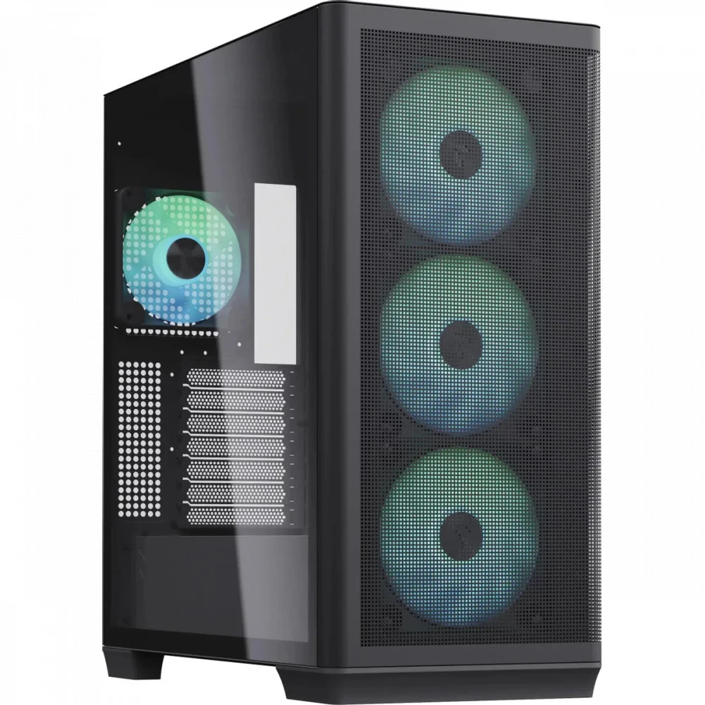 Компьютерный корпус, Aerocool, APNX C1 BK (C1-R-BK-v1), ATX/Micro ATX, USB 1*Type C/2*3.0 , HD-Audio+Mic, Кулер 4*12 ARGB см, Высота процессорного кулера до 166 мм, Длина VGA до 395мм, 3*3.5"/3*2.5"