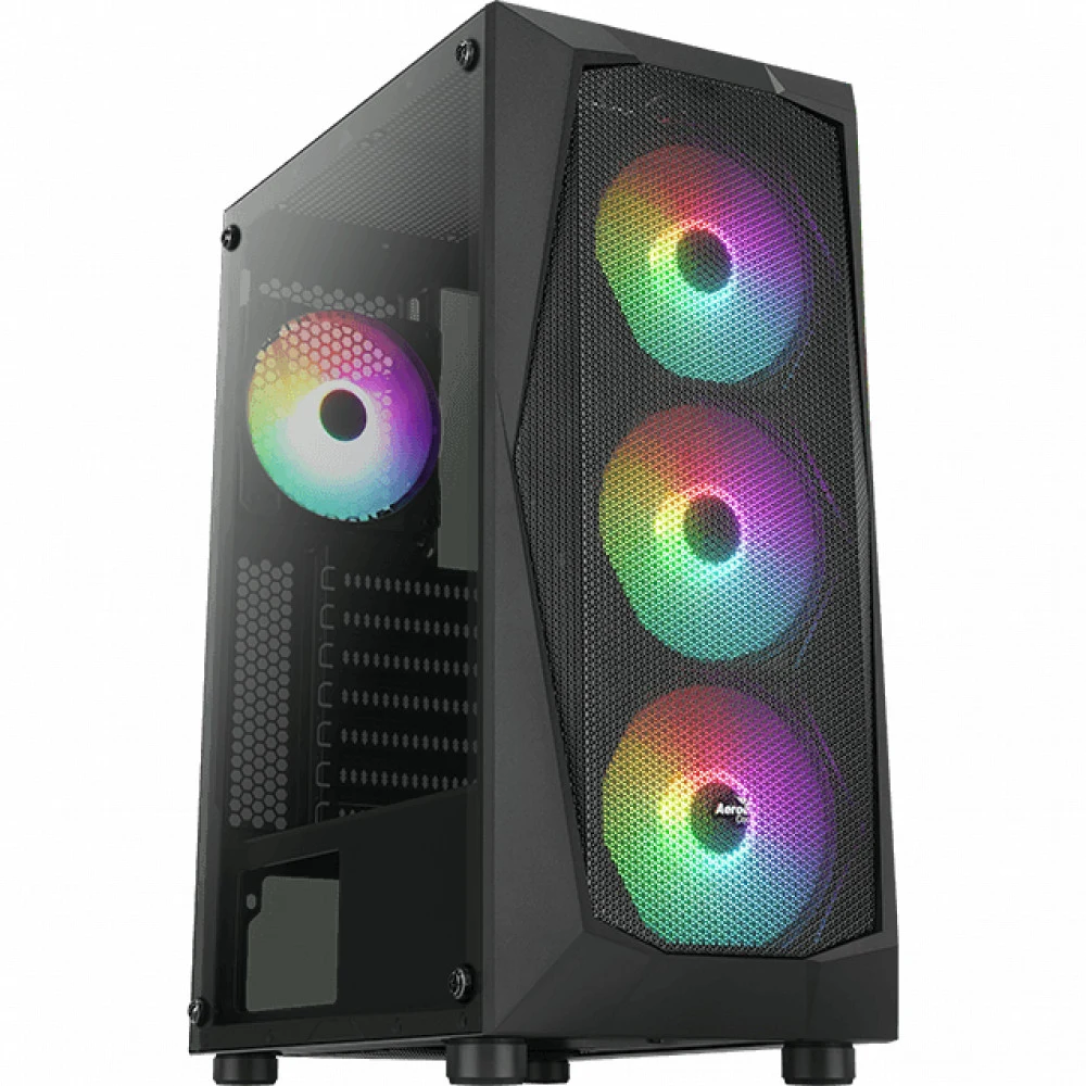 Корпус Aerocool Falcon-G-BK-v1, ATX/Micro ATX/Mini-ITX, USB 2*3.0/1*2.0, HD-Audio+Mic, Кулер 4*12см FRGB, Высота процессорного кулера до 157 мм, Длина VGA до 290мм (без переднего радиатора), 2*3.5"/