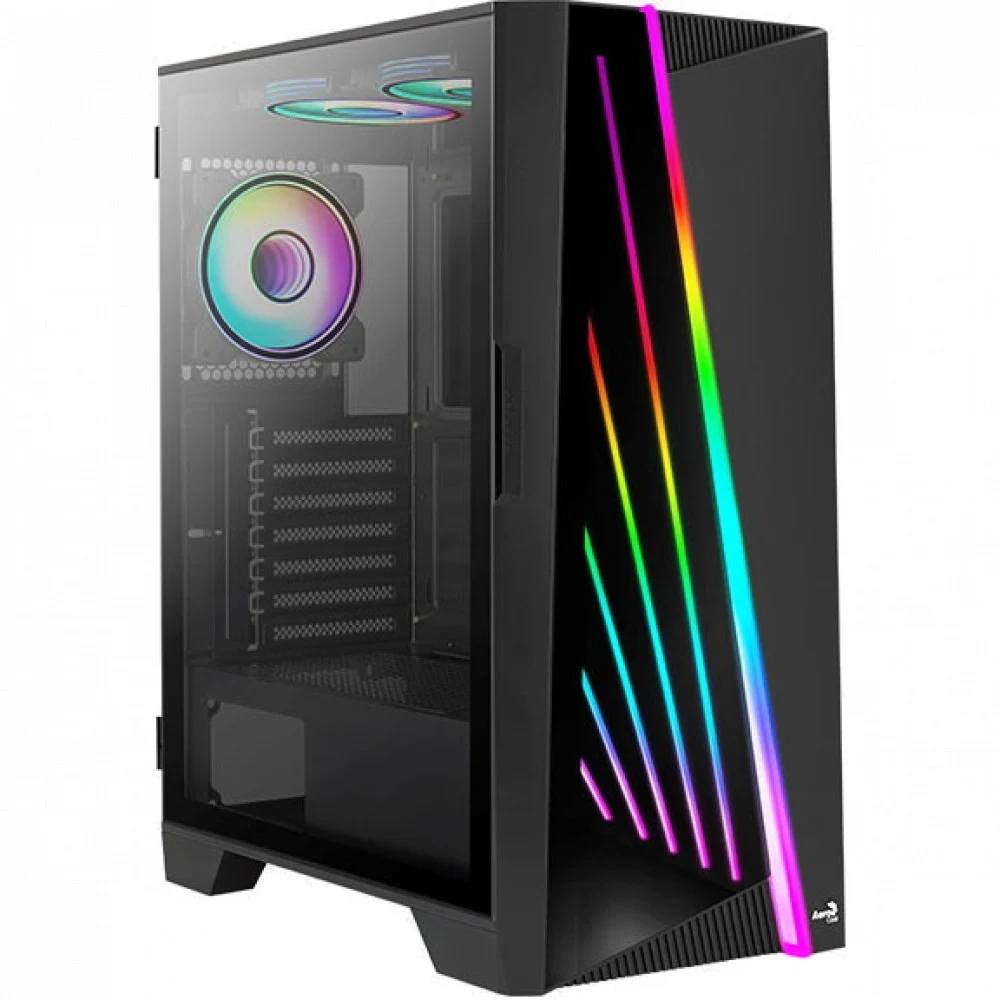 Компьютерный корпус, Aerocool, Mirage-G-BK-v2, ATX/Micro ATX, USB 2*3.0/1*2.0, HD-Audio+Mic, Кулер 3*12см ARGB, Высота процессорного кулера до 162 мм, Длина VGA до 356мм, 2*3.5"/5*2.5", Толщина 0,5м