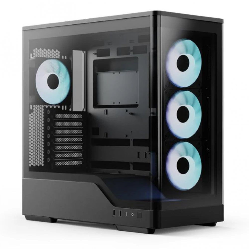 Компьютерный корпус, Aerocool, P500A-BK-v1, ATX/Micro ATX, USB 1*Type C/2*3.0, HD-Audio+Mic, Кулер 4*12 см APNX ARGB, Высота процессорного кулера до 180 мм, Длина VGA до 420мм, 1*3.5"/3*2.5", Толщин