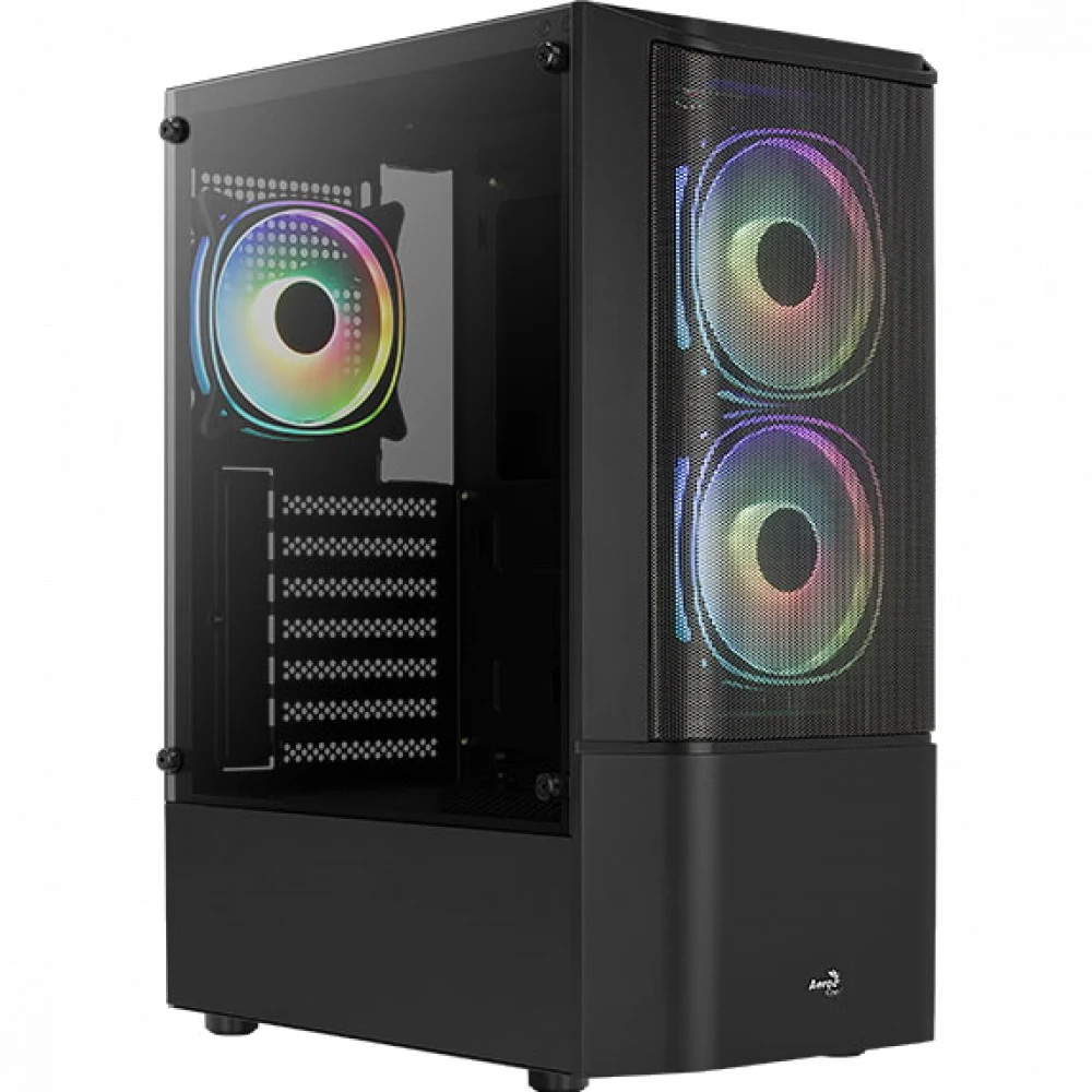 Компьютерный корпус, Aerocool, Quantum Mesh-G-BK-v3, ATX/Micro ATX, USB 1*3.0/2*2.0, HD-Audio+Mic, Кулер 3*12см RGB, Высота процессорного кулера до 158 мм, Длина VGA до 297мм, 2*3.5"/2(4 Mini-ITX)*2