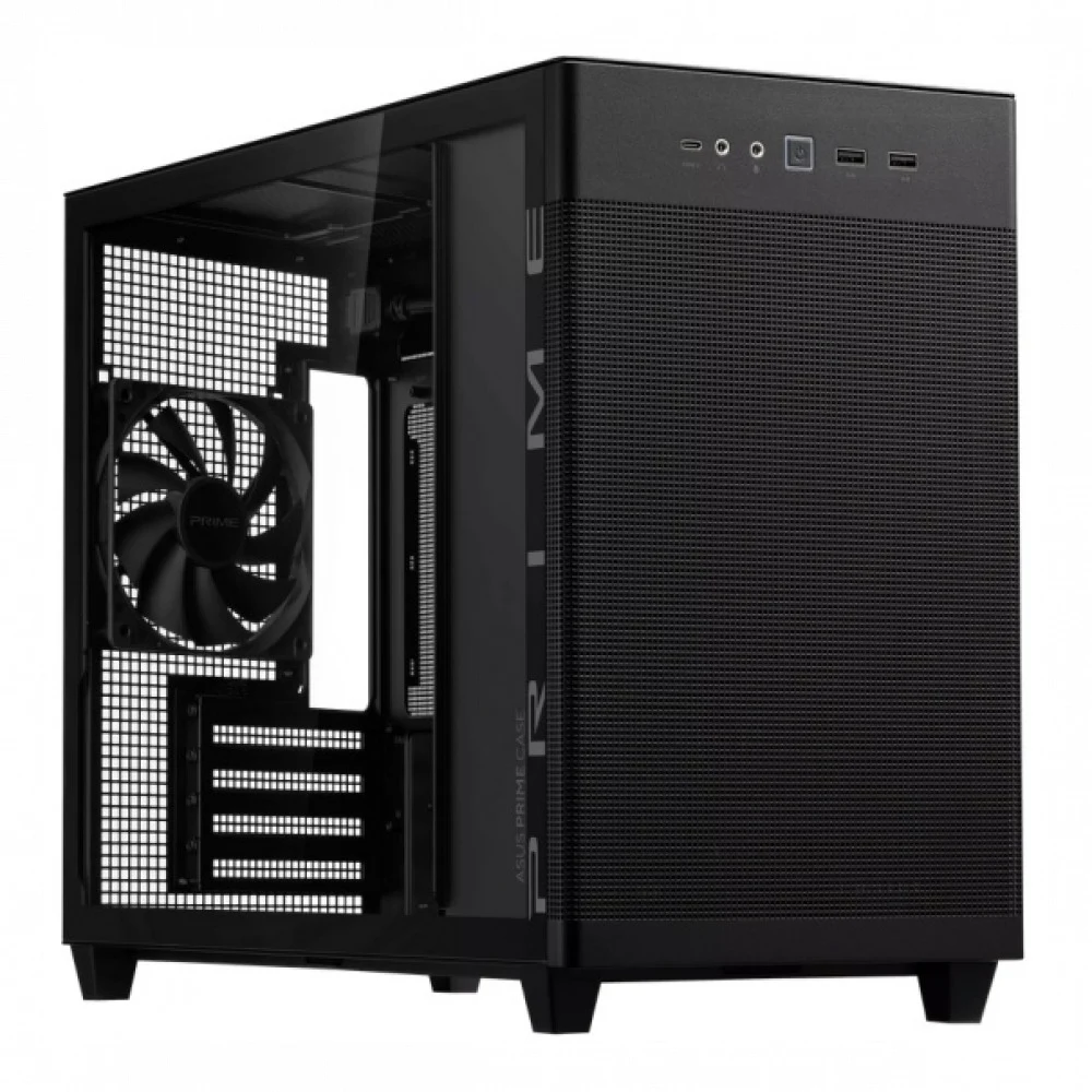 Корпус ASUS Prime AP201 Tempered Glass MicroATX Case Black - stylish 33-liter MicroATX case with tool-free side panels, with support for 360 mm coolers, graphics cards up to 338 mm long, and standar