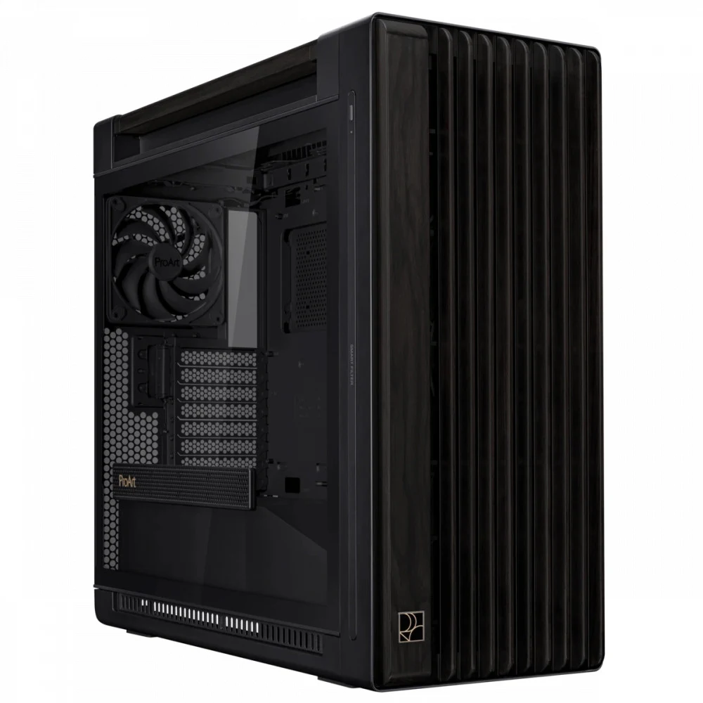 Корпус ASUS PROART PA602 WOOD METAL PWM BLACK, деревянная панель на лицевой части, без окна, черный