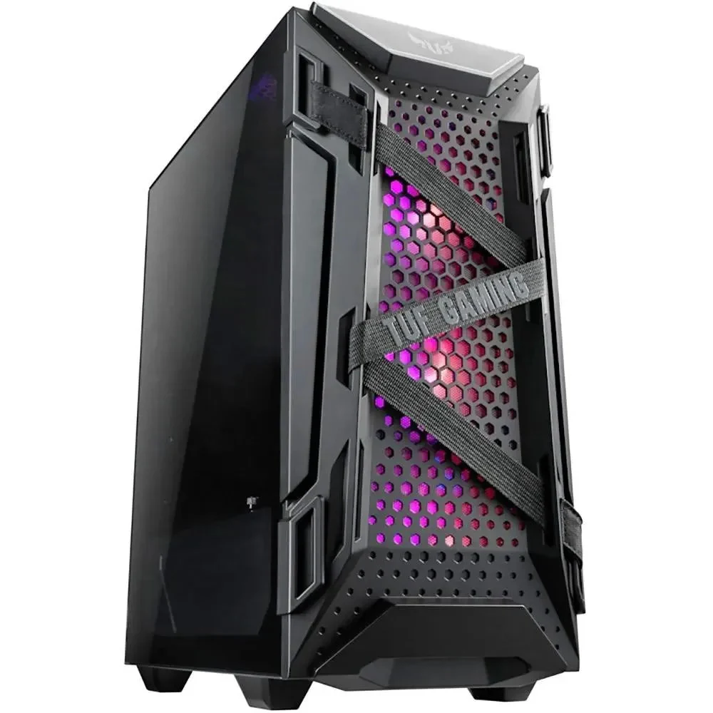 Корпус ASUS TUF Gaming GT301 ATX mid-tower compact case with tempered glass side panel, honeycomb front panel, 120mm AURA Addressable RGB fan, headphone hanger and 360mm radiator support
