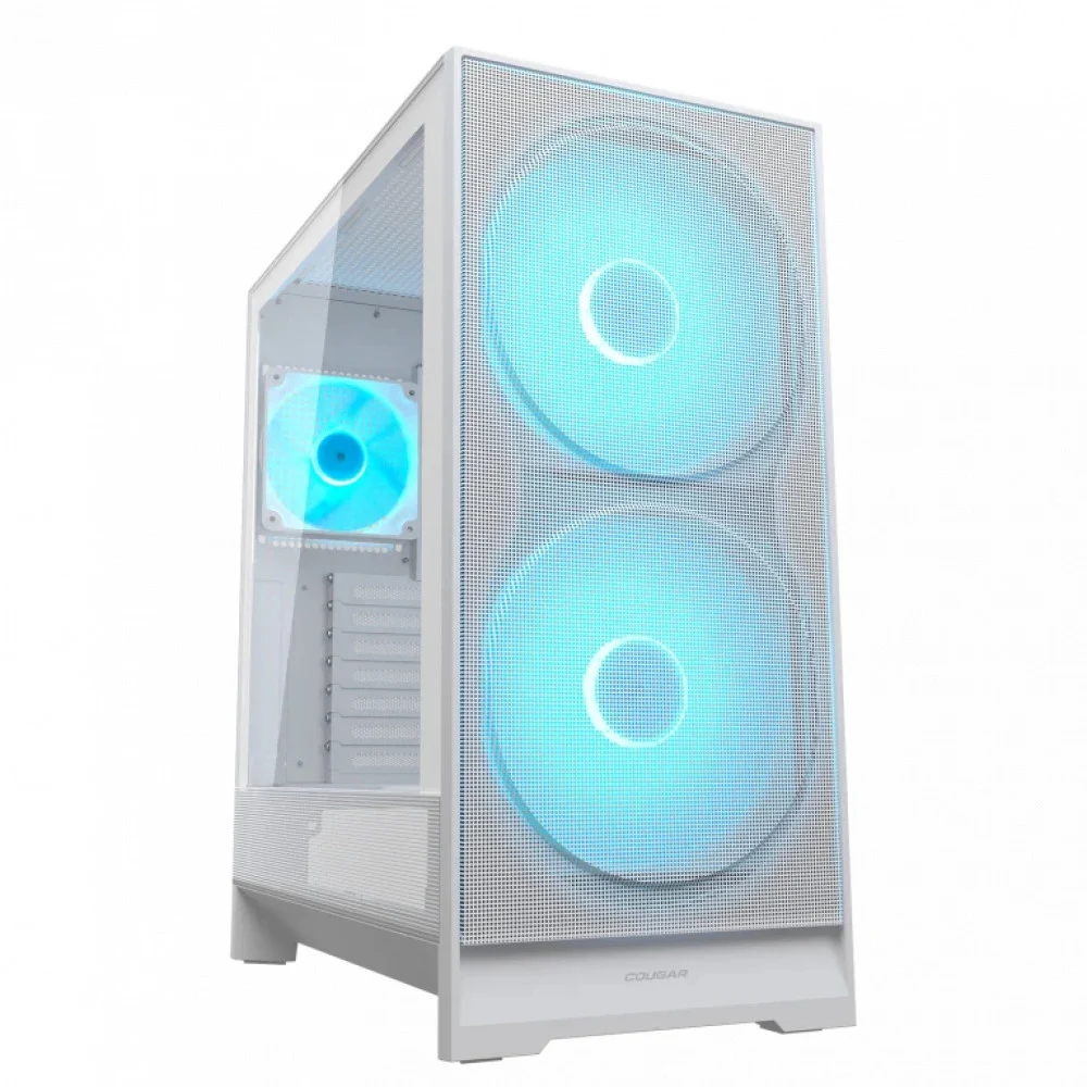 Компьютерный корпус, Cougar, Airface 180 WH, ATX/Micro ATX/Mini ITX/CEB, USB 3.0*2/Type-C, 4 Pole Headset Audio, RGB button, Кулер 2*18см RGB/1*12см ARGB PWM, Высота процессорного кулера до 170 мм,