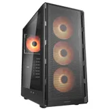 Компьютерный корпус, Cougar, Airface Pure Pro Black, ATX/Micro ATX/Mini ITX, USB Type-C/2*3.0, HD-Audio, Кулер 4*12см ARGB, Высота процессорного кулера до 175 мм, Длина VGA до 320мм, 2*3.5"/2+1*2.5"