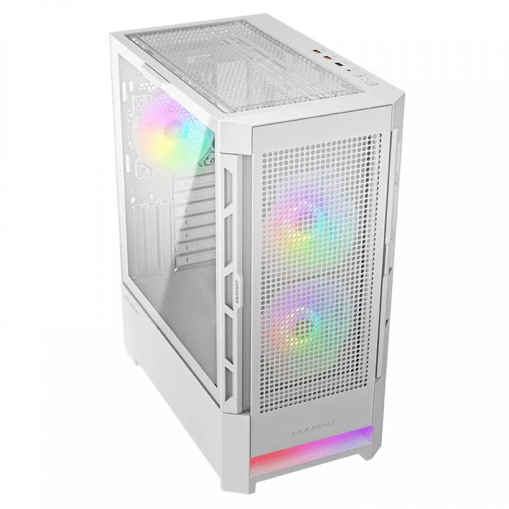 Компьютерный корпус, Cougar, Airface RGB White, ATX/Micro ATX/Mini ITX, USB 2*3.0/2.0, HD-Audio+Mic, Кулер 2*14см/1*12см ARGB, Высота процессорного кулера до 190 мм, Длина VGA до 330мм, 2*3.5"/2*2.5