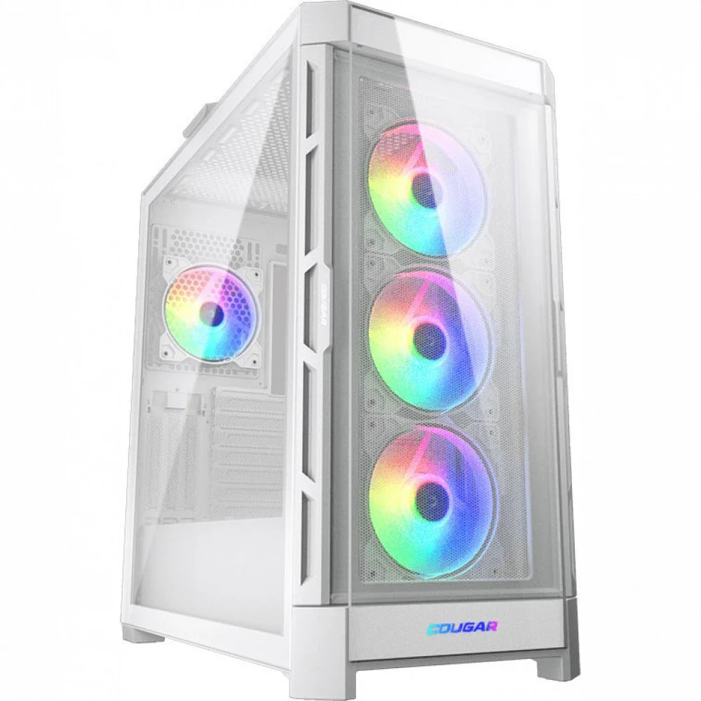 Компьютерный корпус, Cougar, Duoface Pro RGB (White) CGR-5AD1W-RGB, CEB/ATX/Micro ATX/Mini ITX, USB 1*Type C/2*3.0/1*2.0, HD-Audio+Mic, Кулер 3*12см ARGB/1*13см ARGB, Высота процессорного кулера до