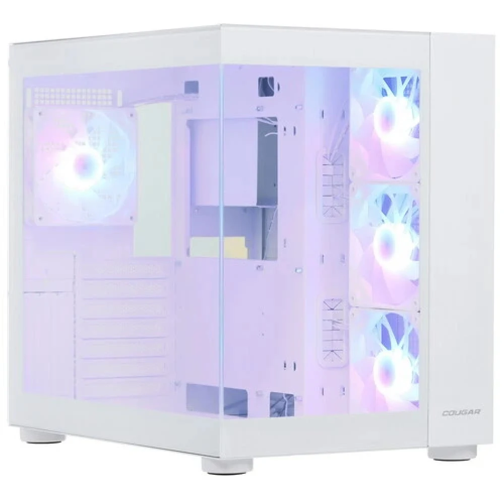 Компьютерный корпус, Cougar, FV150 RGB White, ATX/Micro ATX/Mini ITX, USB 1*Type C/2*3.0, 4 Pole Headset Audio, Кулер 4*12см ARGB, Высота процессорного кулера до 180 мм, Длина VGA до 400мм, 2*3.5"/1