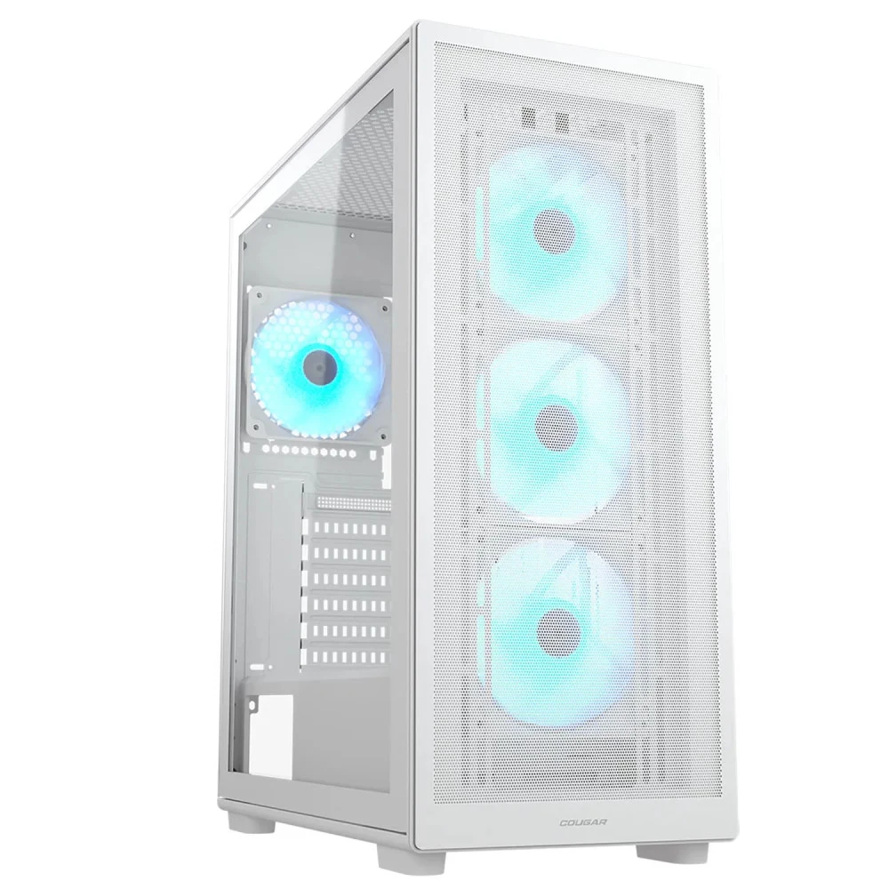 Компьютерный корпус, Cougar, MX220 RGB (White), ATX/Micro ATX/Mini ITX, USB 1*Type C/2*3.0, 4 Pole Headset Audio Jack, RGB Button, Кулер 4*12см ARGB, Высота процессорного кулера до 160 мм, Длина VGA