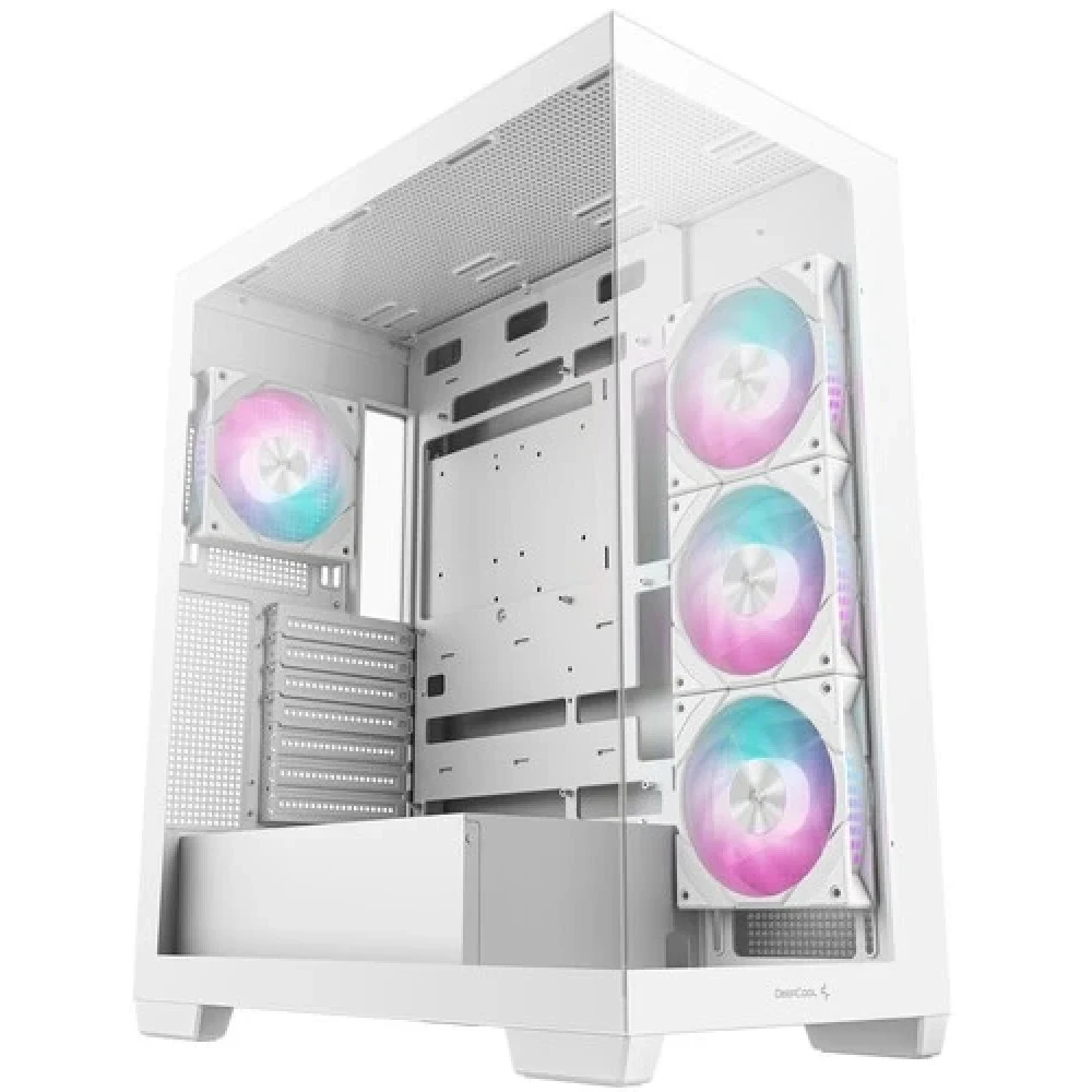 Компьютерный корпус, Deepcool, CG580 4F WH R-CG580-WHADA4-G-1, ATX/Micro ATX/Mini-ITX, USB 3.1*1/3.0*2, HD-Audio, 4*120мм ARGB, Высота процессорного кулера до 176мм, Длина VGA до 410мм (до 262 мм с