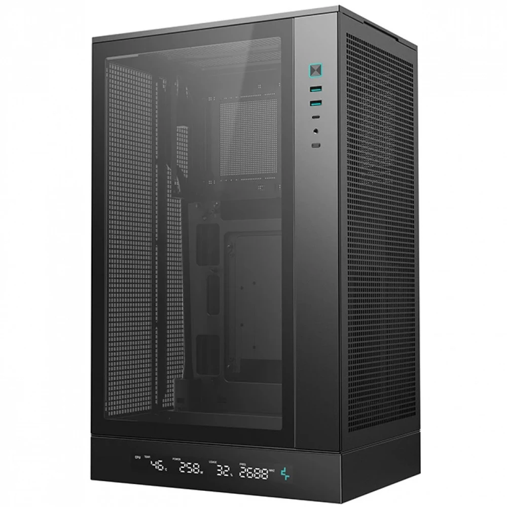 Компьютерный корпус, Deepcool, CH270 DIGITAL R-CH270-BKNDM0-G-1, Micro ATX/Mini-ITX, Type C*1/USB 3.0*2, HD-Audio+Mic, Высота процессорного кулера до 174мм, Длина VGA до 388/413мм, 1*3.5"/1*2.5", Ст