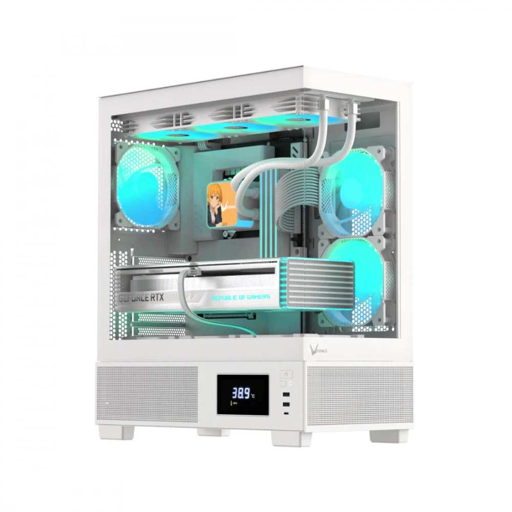 Компьютерный корпус, Formula V, Crystal E1 Cosmic White, ATX/micro ATX/ITX, USB Type C*1/3.0*2, HD-Audio, Кулер 3*120мм Floe ARPW, Высота процессорного кулера до 160мм, Длина VGA до 400мм, 2*3.5"/3*