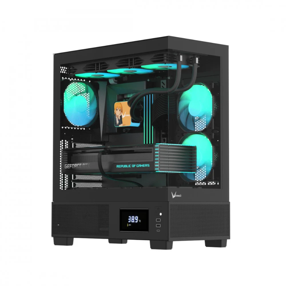 Компьютерный корпус, Formula V, Crystal E1 Floe Black, ATX/micro ATX/ITX, USB Type C*1/3.0*2, HD-Audio, Кулер 3*120мм Floe ARPW, Высота процессорного кулера до 160мм, Длина VGA до 400мм, 2*3.5"/3*2.