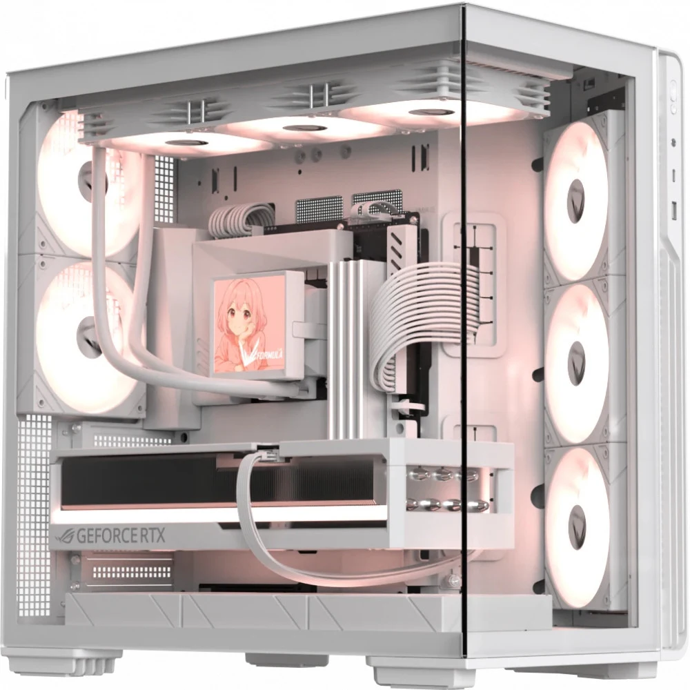 Компьютерный корпус, Formula V, Crystal Z7 PA White, EATX/ATX/micro ATX, USB Type C/3.0*1, HD-Audio, Кулер 5*120 мм ARGB, Высота процессорного кулера до 175мм, Длина VGA до 435мм, 3*3.5"/1*2.5", Тол