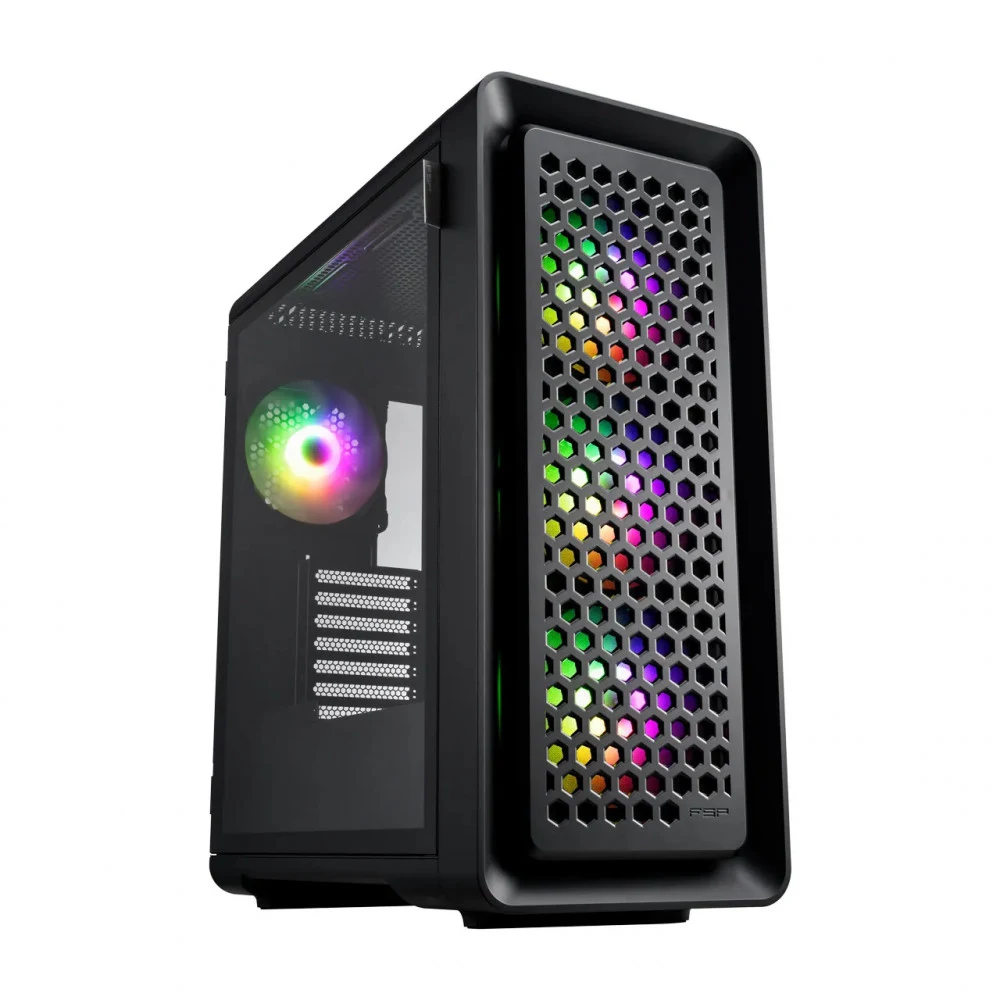 Компьютерный корпус FSP CUT593A(B), Без БП, 2xUSB3.0/Type-C, 4x120 ARGB, Glass, Black, E-ATX