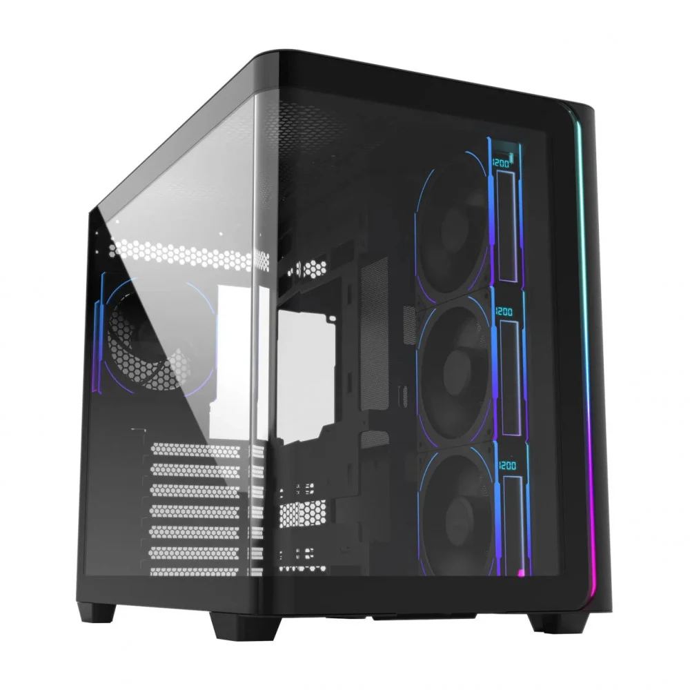 Компьютерный корпус FSP M580 Plus, Без БП, 2xUSB3.0/Type-C, 4xARGB 120mm, Curved Glass, Black, ATX M580-BP